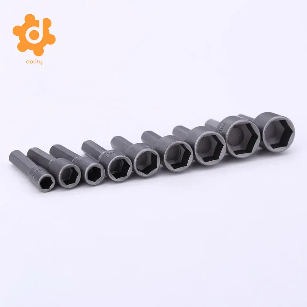9 Piece Hex Socket Set Metric, 5mm-13mm, Chrome-vanadium Bit, 1/4 Drive