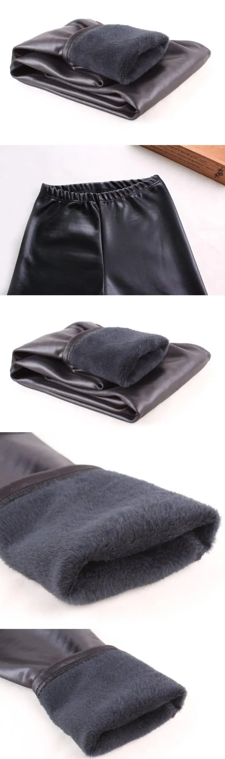 YSDNCHI Winter Leather Leggings Women Pants Elastic High Waist Warm Leggin Thick Velvet Pants Black Push Up leggings