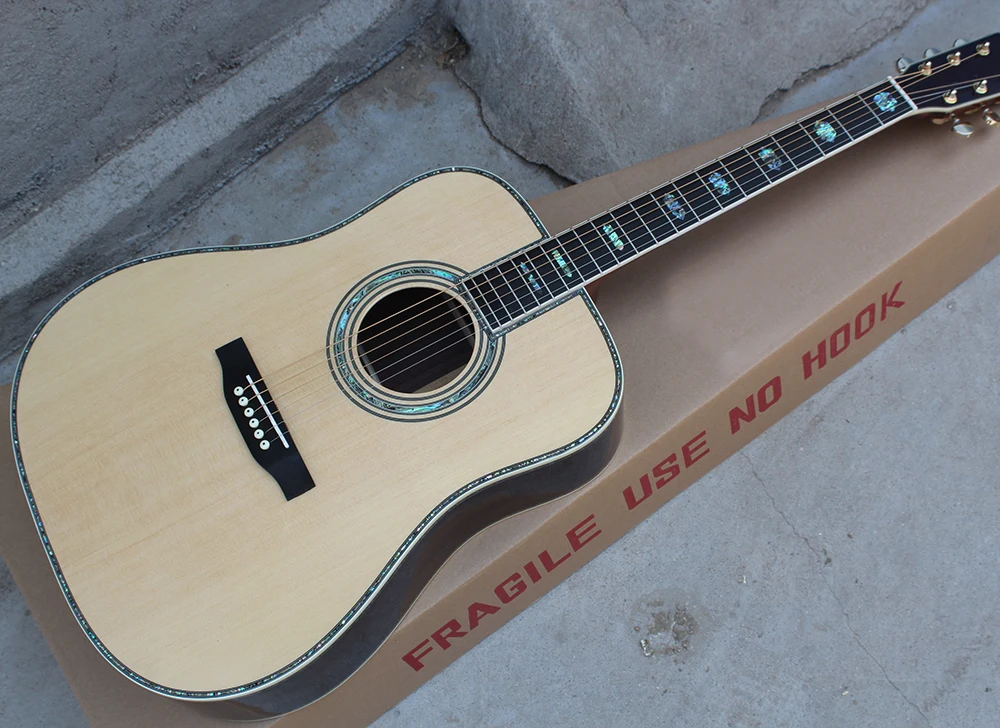 

41" Full Solid Acoustic Guitar with Ebony Fretboard,Abalone Shells Binding/Inlay,Golden Hardwares,offering customized services