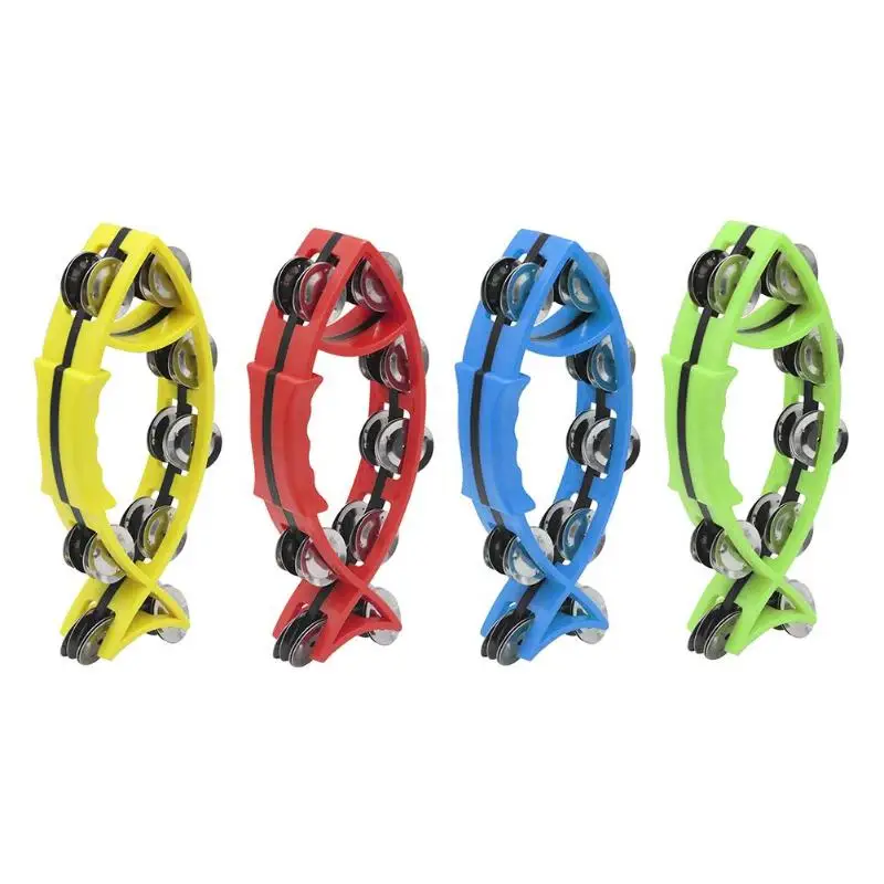 

Children Educational Music Toy Hand Percussion Instrument Fish-shape Jingles Tambourine Hand Bell Rattles with Double Metal Toys