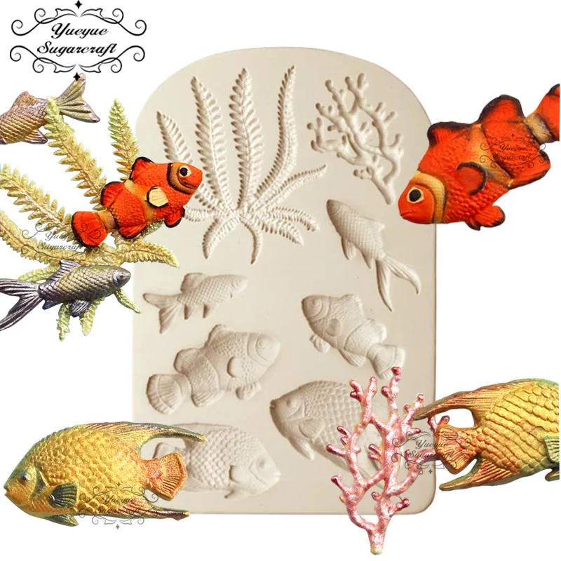 

Yueyue Sugarcraft Sea Coral Fish silicone mold fondant mold cake decorating tools chocolate gumpaste mold