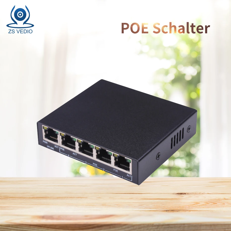 

ZSVEDIO 4Port 10/100M PoE Power Over Ethernet POE Switch Hub IEEE 802.3af Auto-MDIX CCTV