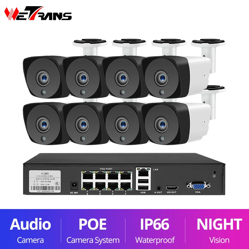

Wetrans Surveillance Camera Video CCTV 8CH 3.0MP POE NVR Security Kit H.265 Night Vision Camera Beveiligings Waterproof Audio