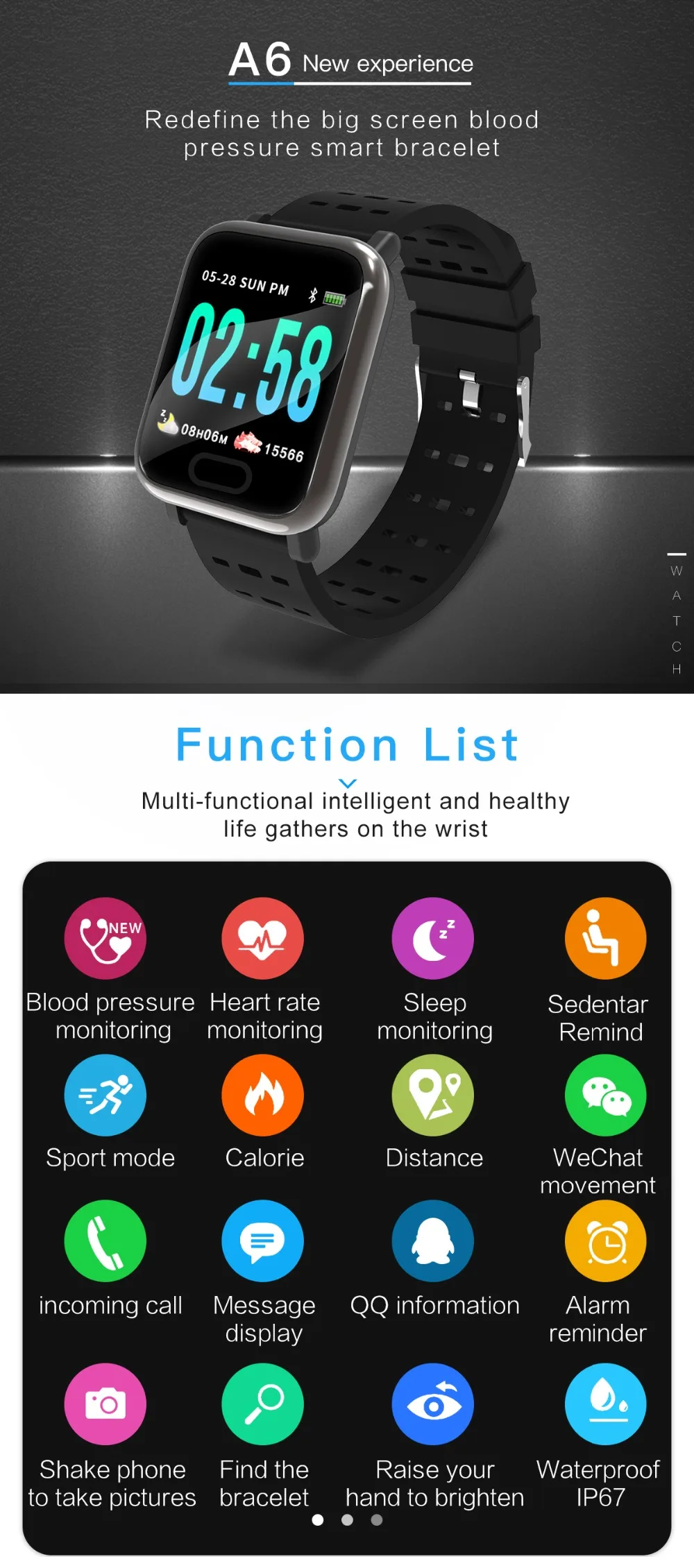 Smart Watch Wristband Heart Rate Monitor Sport Smart Bracelet Sleep Monitor Waterproof Smartwatch For IOS Android (3)
