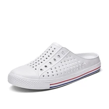 Мужские летние пляжные шлепанцы; дышащие повседневные мужские шлепанцы; Легкие массажные мужские тапочки; нескользящая Мягкая обувь на плоской подошве; большой размер 45