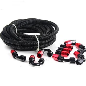 

AN6 Nylon & Stainless Steel Oil/Fuel Braided Hose 5 Meter Pipe+Straight+45+90+180 Degree Swivel Fitting Oil Hose End Adaptor Kit