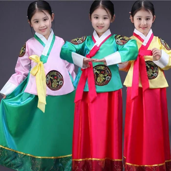 

New South Korean girls traditional court hanbok costumes national children minority nationality Stage wear dance clothing