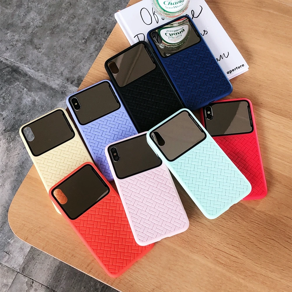 С зеркалом для IPhone X Case вязаная текстура дизайн чехол-накладка мобильного
