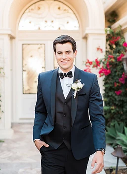 

New Arrival Navy Mens Suit Terno Masculino Slim Fit Custom Male Suits Costume homme Wedding Suits For Men (jacket+pants +vest)