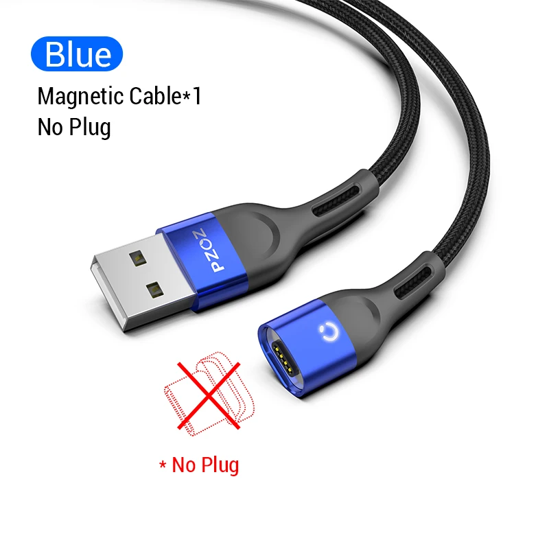 PZOZ Магнитный кабель Micro USB C Быстрая Зарядка адаптер Microusb type-C магнит зарядное устройство Тип C кабель для iPhone samsung Xiaomi шнур Магнитный кабель Microusb type-C Магнитный кабель Быстрая Зарядка адаптер - Цвет: Blue NO Plug