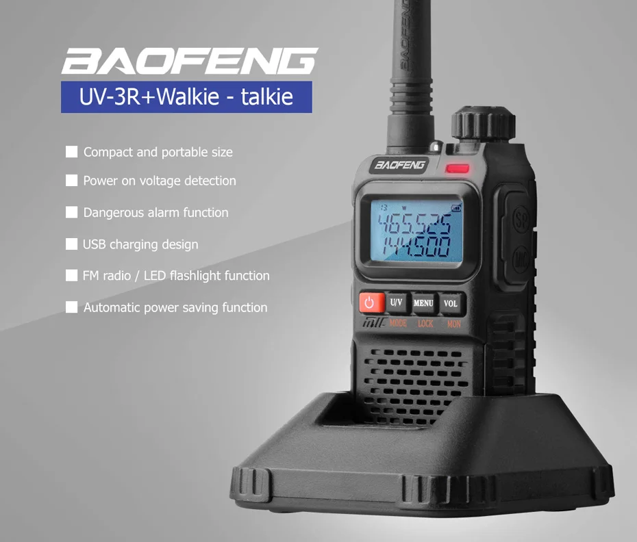 Baofeng UV-3R плюс иди и болтай Walkie Talkie мини Two Way Радио портативное Любительское радио UHF VHF двухполосный двухстрочный дисплей FM фонарик VOX CB радио