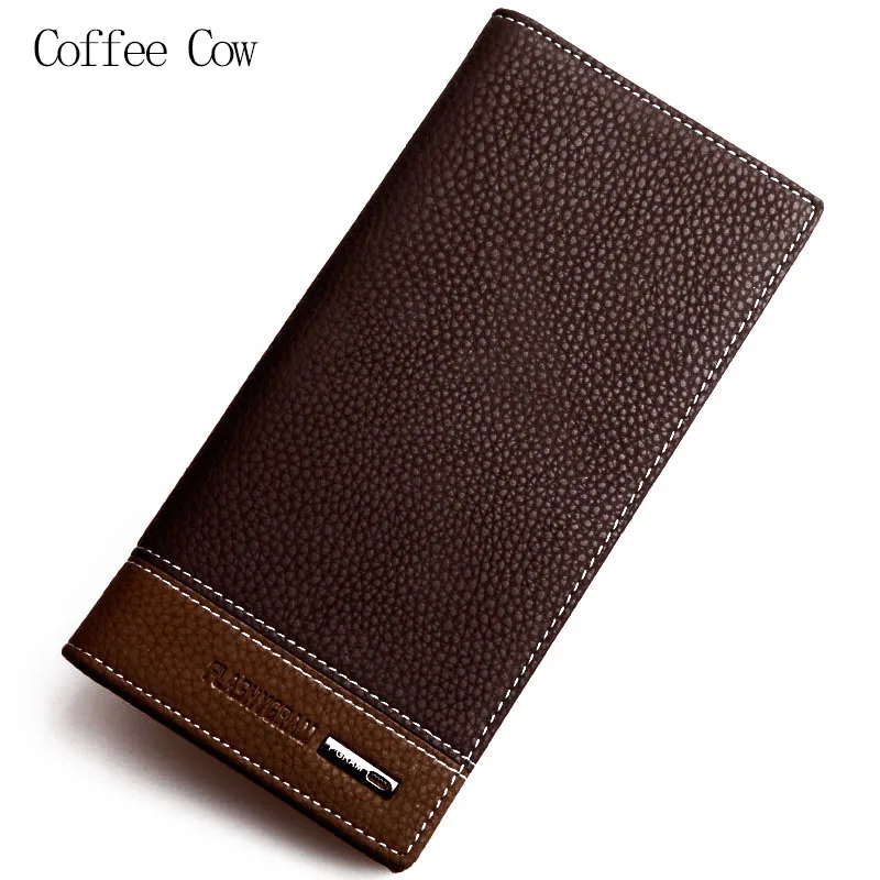  2016 Famous Brand Men's Two Layer Folded Long Top Leather Wallets With Coin Pocket,Male's Business Clutch Wallet Card Purse 