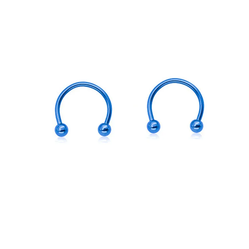 Blue Color QCOOLJLY 1 шт., модное круговое кольцо в форме подковы, кольца для носа и перегородки, кольца для пирсинга, ювелирные изделия для тела для женщин и мужчин - Окраска металла: Blue Color