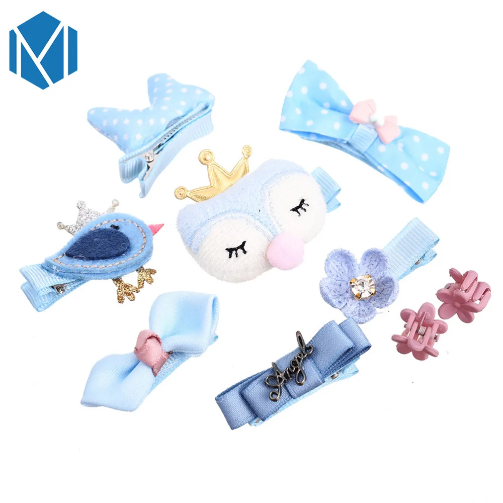 

1Set=9PCS Hair Clips For Girls Cute Hair Bow Set Alligator Hairgrip For Children Princess Party Gift Kids Hair Accessories