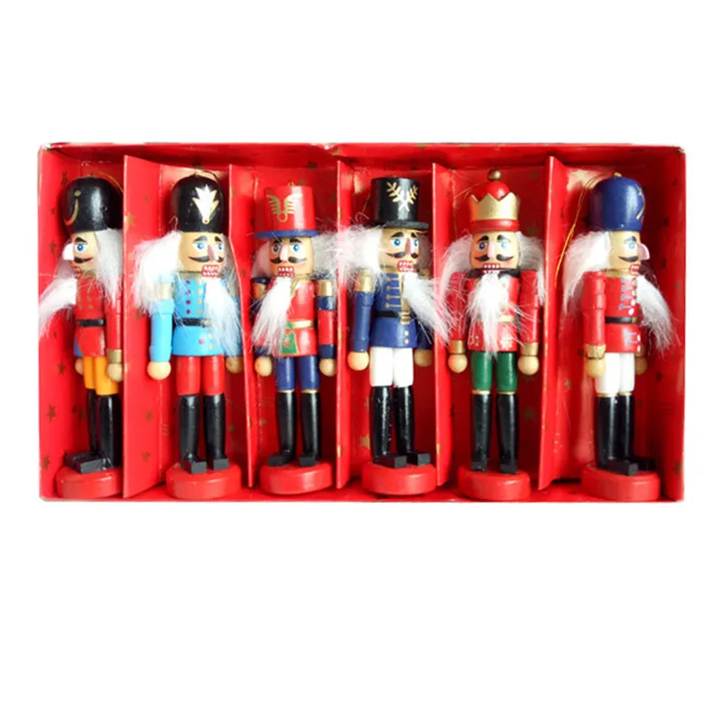 CLISPEED Christmas Nutcrackers Ornaments Set: Glittery Wooden Nutcrackers Hanging Decorations For Christmas Tree - Xmas Figures Puppet