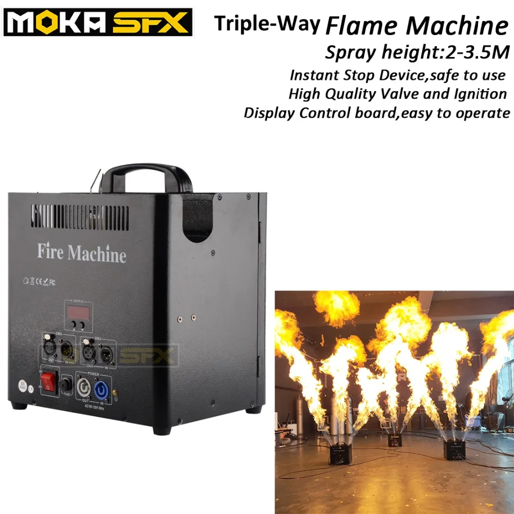 Новые тройной способ огонь машина для кислородной резки DMX этап Jet проектор для вечерние KTV сцены с ЖК дисплей pro клапан