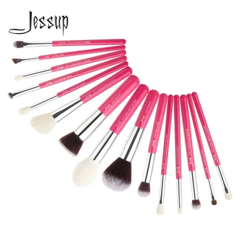 

Jessup Brushes 15pcs Rose-carmine/Silver Makeup Brushes Set Cosmetics Brush kit Foundation Powder Definer Shader Liner T200