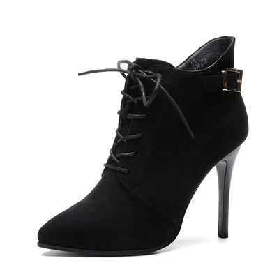 

British wind Martin boots women's boots 2018 autumn new short boots stiletto pointed high heels winter women's shoes
