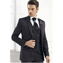 Новые мужские костюмы на заказ, облегающие смокинги для жениха, черные лучшие мужские пиковые лацкан друг жениха, мужской свадебный костюм(куртка+ брюки+ жилет