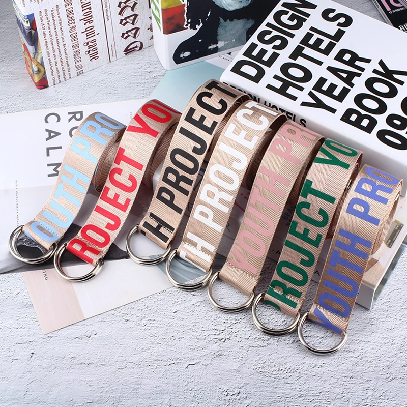 

Letter Canvas Belts For Women Fashion Personality European Style Fabric Harajuku Waist Female Long Belt For Jeans ceinture femme