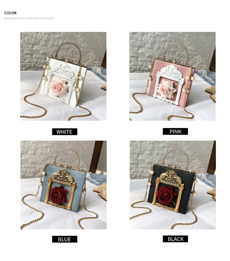 Embossed Flowers Women Handbags Luxury Rose Chain Lady Leather Shoulder Bag Evening Party Female Travel Crossbody SS3529 (10)