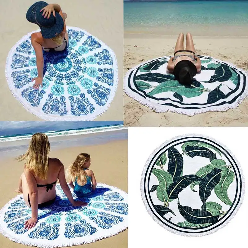 

Summer Beach Cover Up Round Tassel Towel Mat Shawl Yoga Tapestry Cloak Bathing Suit LBShipping