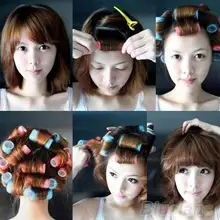 2016 Hot 6pcs set Grip Cling Hair Styling Roller Curler Hairdressing tool Soft DIY 7 Sizes