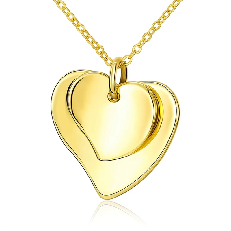 Heart Necklaces Pendants Gold Color Chain Unique Jewellery Double Heart