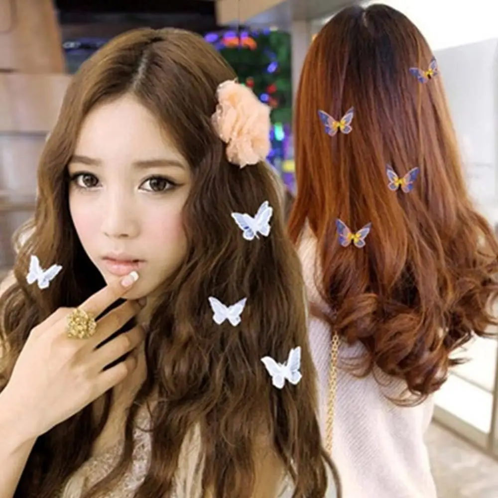 

2019 Bride Cute Butterfly Hair Clip Hairpins Double Layer Embroidery Headbands For Women Girls Hairgrips Hair Accessories