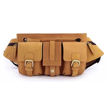 Новинка, Модные Мужские поясные сумки в стиле ретро, поясная сумка из натуральной кожи, маленькая сумка, мужские нагрудные сумки коричневого цвета