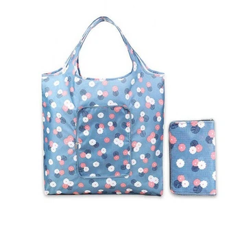 

Cool Grocery Storage Handbag Foldable Key Chain Flower Print Foldable Handy Shopping Bag Reusable Tote Pouch Recycle Storage Bag