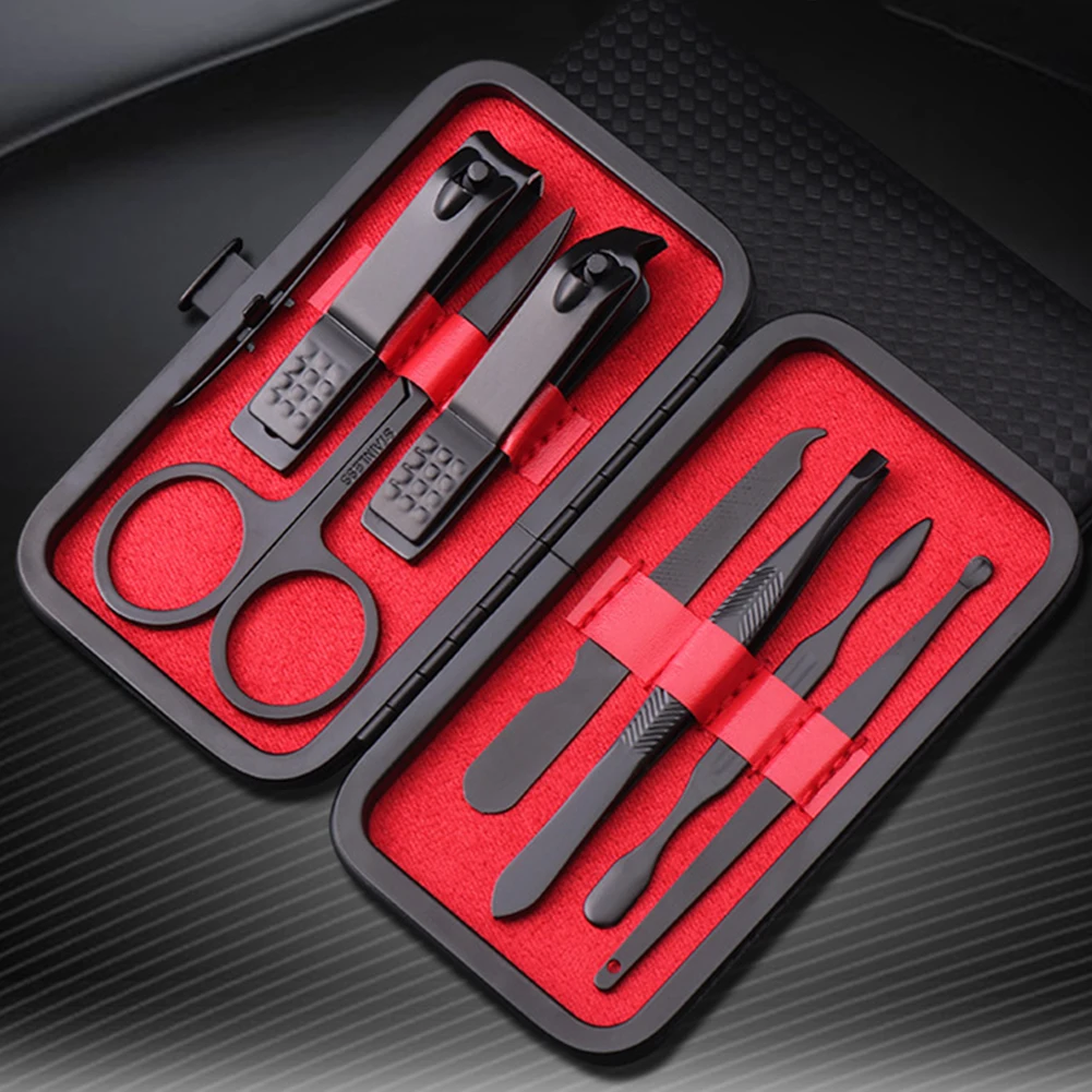 

7pcs/set Manicure Nail Clippers Pedicure Set Portable Travel Hygiene Kit Stainless Steel Cutter Tool Set