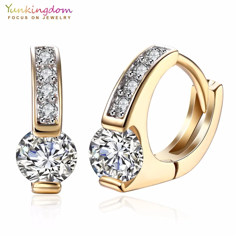 

Yunkingdom Small Lovely Hoop Earrings for Girls Clear Crystal Zirconia Earring 2017 Fashion LPK5127