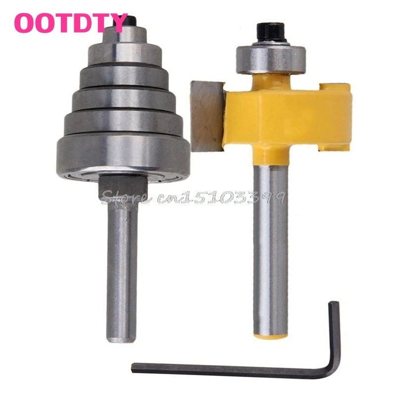 

2Pcs Cemented Carbide Rabbet Router Bits 1/4" Shank with 6 Adjustable Bearing G08 Drop ship
