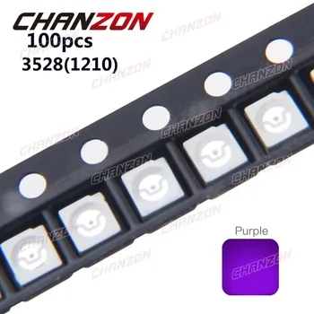 100pcs 3528 1210 UV Purple SMD LED Chip 20mA DC 3V Ultraviolet 395nm - 400nm Light Emitting Diode Ultra Violet SMT LED Bead Lamp