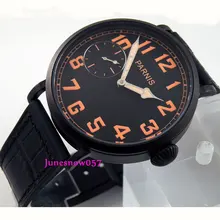 Parnis 46 мм черный циферблат с большим лицом светящийся черный PVD Чехол 17 jewels 6497 ручной обмотки Мужские часы 293