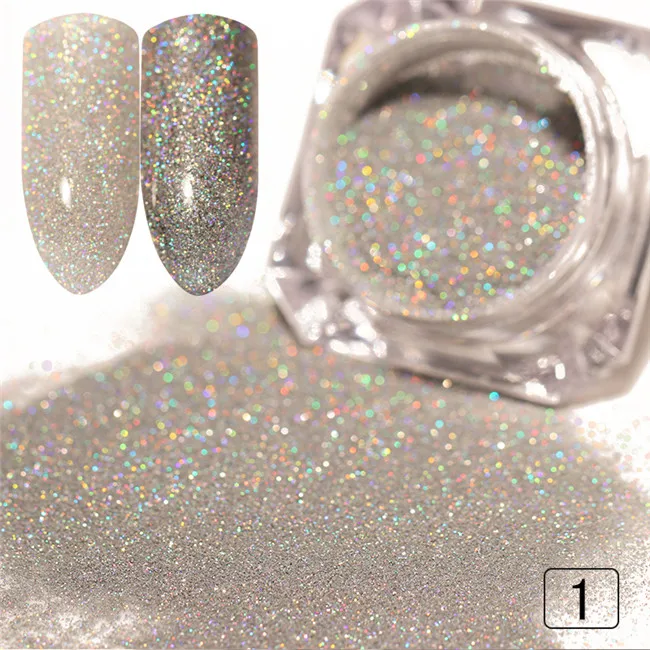 Голографический блестящий для ногтей порошок блестящая Лазерная пигмент для ногтей порошок пыль дизайн ногтей украшения DIY 12 цветов Маникюр УФ гель - Цвет: Color 1