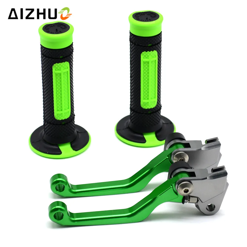 Motocross Pivot Brake Clutch Levers Dirt Bike Handle Bar Hand Grips Set For KAWASAKI KX65 KX85 KX80 2000 2001-2016 KX 65 85 80