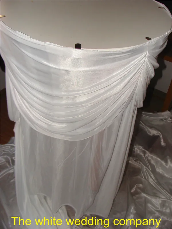 

2pcs 21ft x 29'' Ice Silk white round Table Skirting with metal clips free shipping