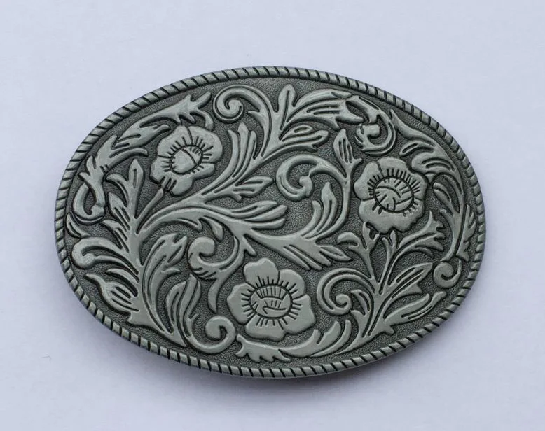 

Oval Vintage Floral Flower Native American Indian Wester Belt Buckle SW-BY483 suitable for 4cm wideth belt with continous stock