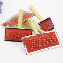 4 Size font b Pet b font Grooming Comb Wooden Handle Needle Comb For Hair font