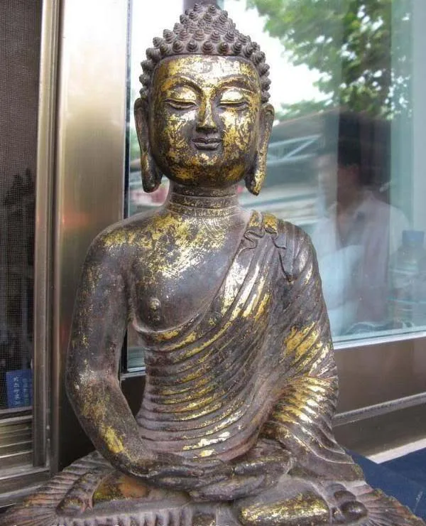 

13"Tibetan Bronze Gild cassock Tathagata longevity Sakyamuni Buddha Statue