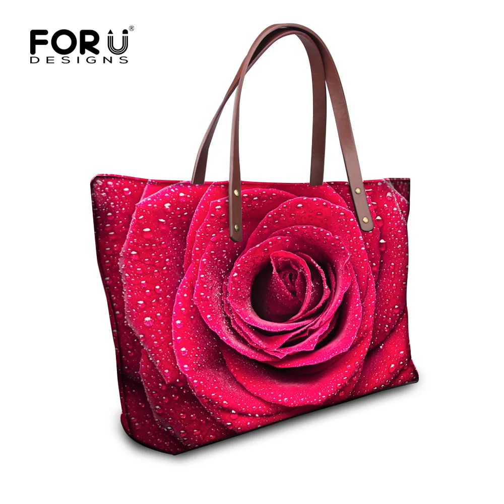 

Brand Flower Rose Printed Women Handbags Large Capacity Shopping Shoulder Bags for Ladies Female Tote Designer Handbags Bolsas
