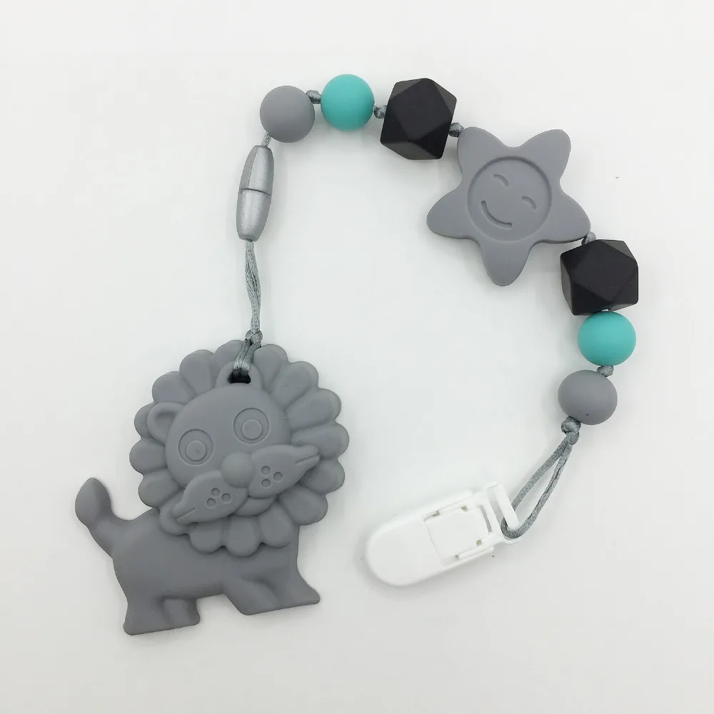 

Lion Teether Clip, Chew Beads, Teething Toy, Baby Teething, Silicone Beads, Teething Pendant, Teething Beads, Pacifier Clip