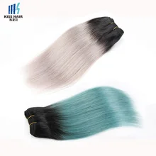 1 Pc Straight Ombre Brazilian Hair 1B Green 1B Purple Red 1B Grey 1B Blue Kiss Hair Fashion Brazilian Remy Human Hair Extensions