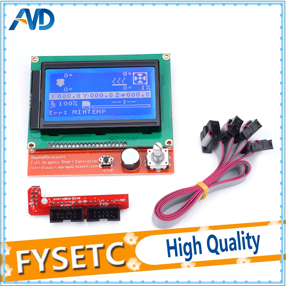

2pcs 12864 LCD Ramps Smart Parts RAMPS 1.4 Controller Control Panel LCD 12864 Display Monitor Blue Screen For Anet A6