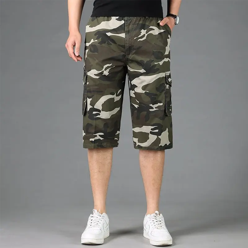 

Free shipping mens cargo shorts male loose camouflage hiphop plus size men short trousers M 3xl 6xl 7x l 8xl shorts men pockets