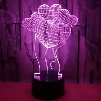 

Valentine's Day Gifts Custom 3d Lights Seven Color Touch Remote Control 3d Visual Small Gift Lamp Shades For Table Lamps