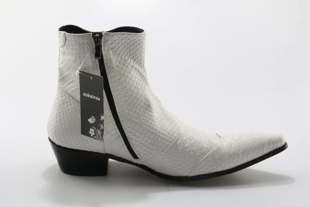 Zobairou Ботинки Челси Черный цвет, для мужчин белые ковбойские сапоги мужские из змеиной кожи ботильоны мужская зимняя обувь мотоциклетная