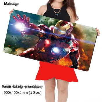 

Mairuige Shop Iron Man Cartoon Large Game Mouse Pad 900*400 with edge locking Speed Version Game Keyboard Pad for CS GO Gamer